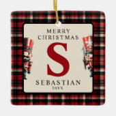 Monogram Christmas Nutcracker Foto Tree Keramikornament (Vorderseite)