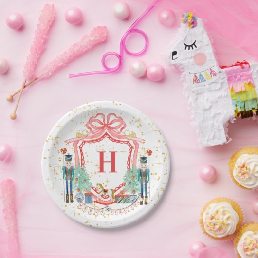 Monogram Christmas Nutcracker-Wappen Pappteller (Party)