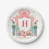 Monogram Christmas Nutcracker-Wappen Pappteller (Vorderseite)