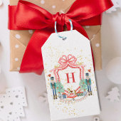 Monogram Christmas Nutcracker Wappen Square Paper Geschenkanhänger