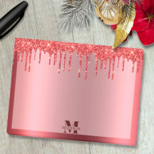 Monogram Christmas Red Dripping Glitzer Metallic