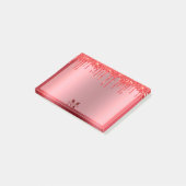 Monogram Christmas Red Dripping Glitzer Metallic Post-it Klebezettel (angewinkelt)