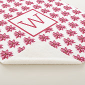Monogram Christmas Red Poinsetta Floral White Sherpadecke (3/4)