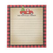 Monogram Christmas Red Truck Buffalo Pläd Notizblock (Vorderseite)