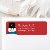 Monogram Christmas Return Address Label - Snowman (Insitu)