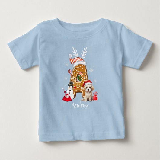 Monogram Christmas Santa Gingerbrot Letter Boy Baby T-shirt (Vorderseite)
