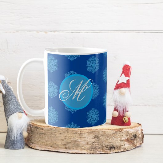 Monogram Christmas Snowflake Coffee Tasse
