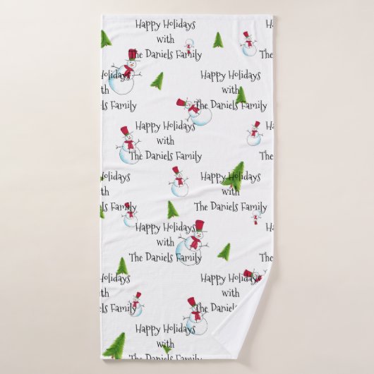 Monogram Christmas Snowman Towel Badehandtuch (Badehandtuch)
