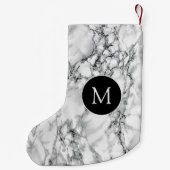 Monogram Christmas Strumpf White Marble Kleiner Weihnachtsstrumpf (Rückseite)