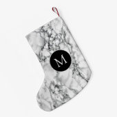 Monogram Christmas Strumpf White Marble Kleiner Weihnachtsstrumpf (Rückseite (Hängend))