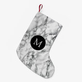 Monogram Christmas Strumpf White Marble Kleiner Weihnachtsstrumpf (Vorderansicht (hängend))