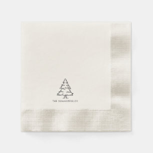 Monogram Christmas Tree Family Holiday Wiedersehen Serviette