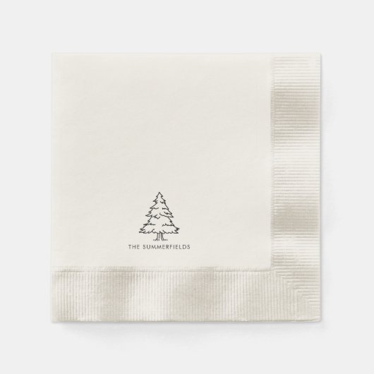 Monogram Christmas Tree Family Holiday Wiedersehen Serviette (Vorderseite)