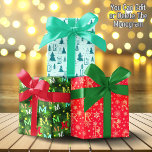 Monogram Christmas Tree Snowflakes Happy Holidays Geschenkpapier Set<br><div class="desc">Monogram Christmas Tree Snowflakes Green Red Blue Wrapping Paper Sheets</div>