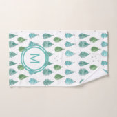 Monogram Christmas Trees Aquamarin Badhandtuch Set (Handtuch)