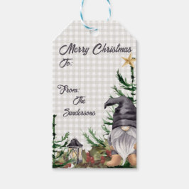Monogram Christmas Watercolor Gnome Geschenkanhänger