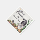 Monogram Christmas Watercolor Gnome Serviette (Ecke)