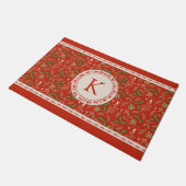 Monogram Christmas Woodlands Red Fußmatte (Schrägansicht)