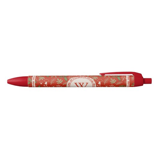 Monogram Christmas Woodlands Red Kugelschreiber (Oberseite)