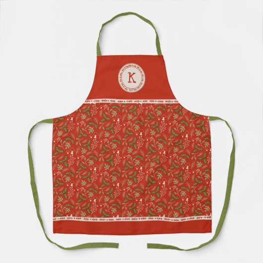 Monogram Christmas Woodlands Schürze (Vorderseite)