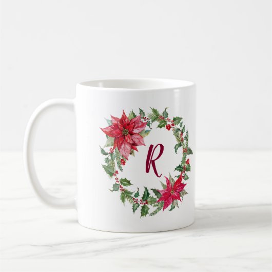 Monogram Christmas Wreath Kaffeetasse (Links)