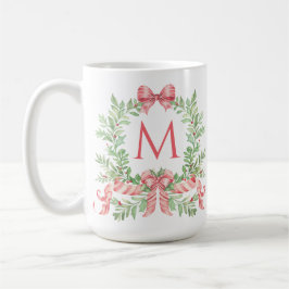 Monogram Christmas Wreath Kaffeetasse