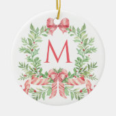 Monogram Christmas Wreath Keramik Ornament (Vorne)