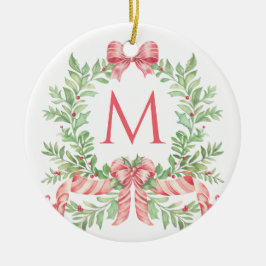 Monogram Christmas Wreath Keramik Ornament