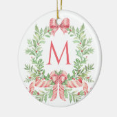 Monogram Christmas Wreath Keramik Ornament (Links)