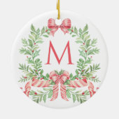 Monogram Christmas Wreath Keramik Ornament (Hinten)