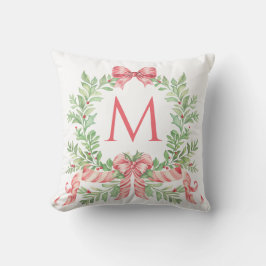 Monogram Christmas Wreath Kissen