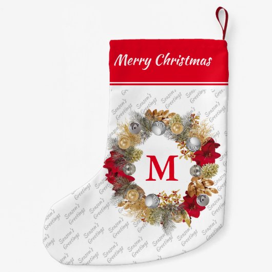 Monogram Christmas Wreath Kleiner Weihnachtsstrumpf (Rückseite)