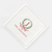 Monogram Christmas Wreath Serviette (Ecke)
