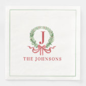 Monogram Christmas Wreath Serviette (Vorderseite)