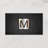 Monogram Chrome Metallic Banner | Dunkle Textur Visitenkarte (Vorderseite)