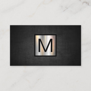 Monogram Chrome Metallic Banner Dunkle Textur Visitenkarte