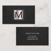 Monogram Chrome Metallic Banner | Leather Black Visitenkarte (Vorne/Hinten)