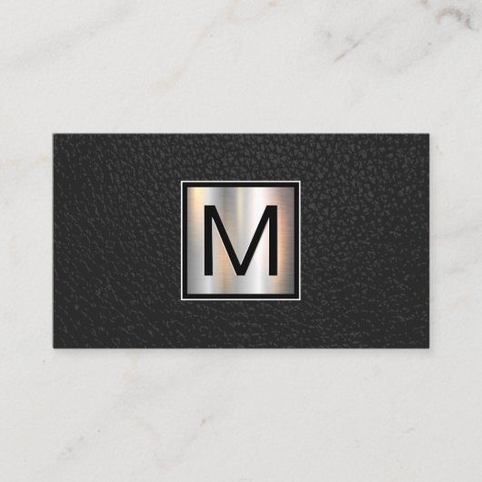 Monogram Chrome Metallic Banner | Leather Black Visitenkarte (Vorderseite)