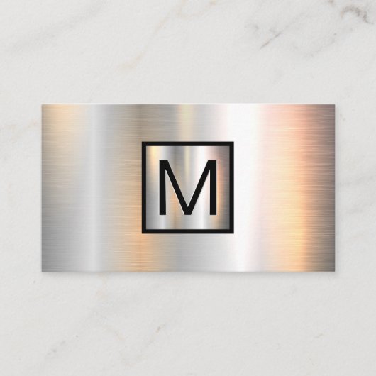 Monogram Chrome Metallic Banner Visitenkarte (Vorderseite)