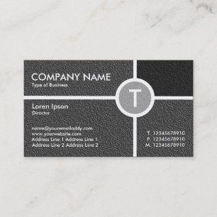 Monogram Circle Cross - Dunkle graue Embossed Text Visitenkarte
