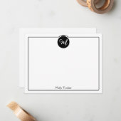 Monogram Circle Trendy Script Girly Mitteilungskarte (Vorderseite/Rückseite Beispiel)