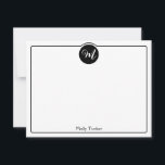 Monogram Circle Trendy Script Girly Mitteilungskarte<br><div class="desc">Dieses niedliche Design verfügt über einen einfachen Rahmen mit einem Kreis oben, der einen Monogramm-Initial und einen Platz für einen Namen/Text am unteren Rand enthält. Klicken Sie auf die Schaltfläche Anpassen, wenn Sie die Designelemente anpassen und/oder den Text weiter verändern möchten! Variationen dieses Designs, zusätzliche Farben sowie koordinierende Produkte sind...</div>