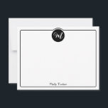 Monogram Circle Trendy Script Girly Mitteilungskarte<br><div class="desc">Dieses niedliche Design verfügt über einen einfachen Rahmen mit einem Kreis oben, der einen Monogramm-Initial und einen Platz für einen Namen/Text am unteren Rand enthält. Klicken Sie auf die Schaltfläche Anpassen, wenn Sie die Designelemente anpassen und/oder den Text weiter verändern möchten! Variationen dieses Designs, zusätzliche Farben sowie koordinierende Produkte sind...</div>