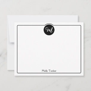 Monogram Circle Trendy Script Girly Mitteilungskarte