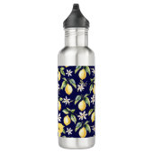 Monogram Citrus Lemon Frucht Botanisches Muster Edelstahlflasche (Rechts)