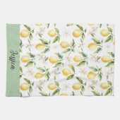 Monogram Citrus Lemon Frucht Botanisches Muster Geschirrtuch (Horizontal)