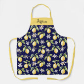 Monogram Citrus Lemon Frucht Botanisches Muster Schürze (Vorderseite)