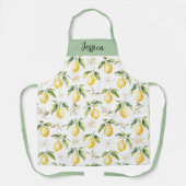 Monogram Citrus Lemon Frucht Botanisches Muster Schürze (Vorderseite)