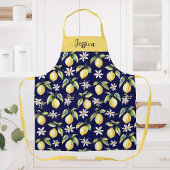 Monogram Citrus Lemon Frucht Botanisches Muster Schürze