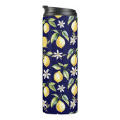 Monogram Citrus Lemon Frucht Botanisches Muster Thermosbecher (Nach rechts gedreht)